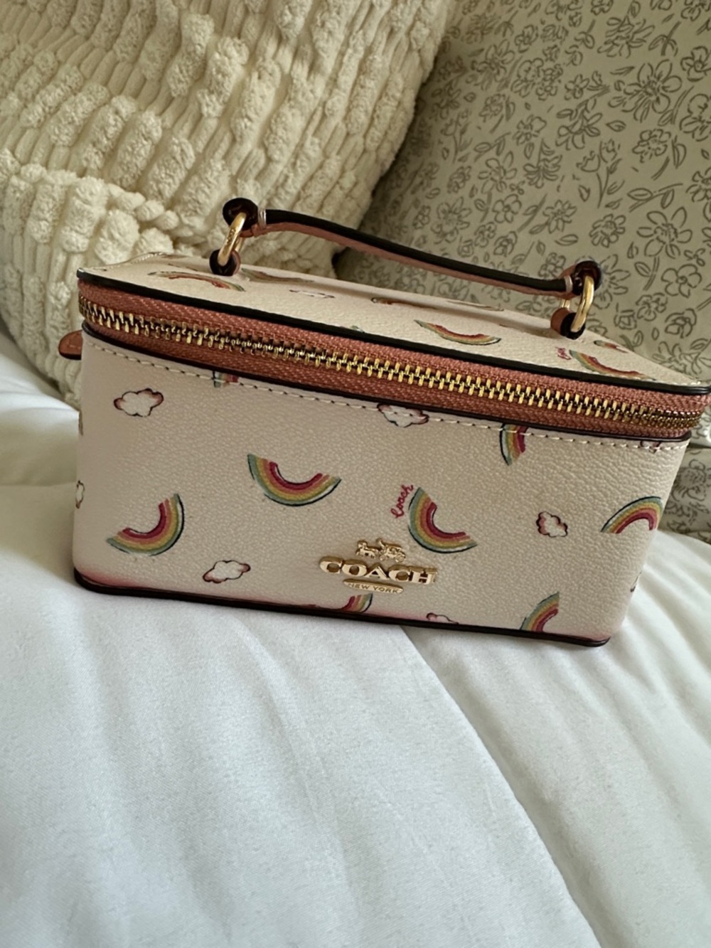 Coach Cream Rainbow Print Mini jewelry